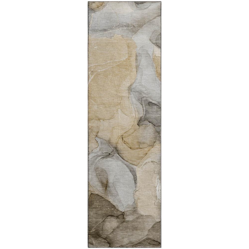 Luxury Washable Odyssey OY4 Taupe 2'3" x 7'6" Rug. Picture 1