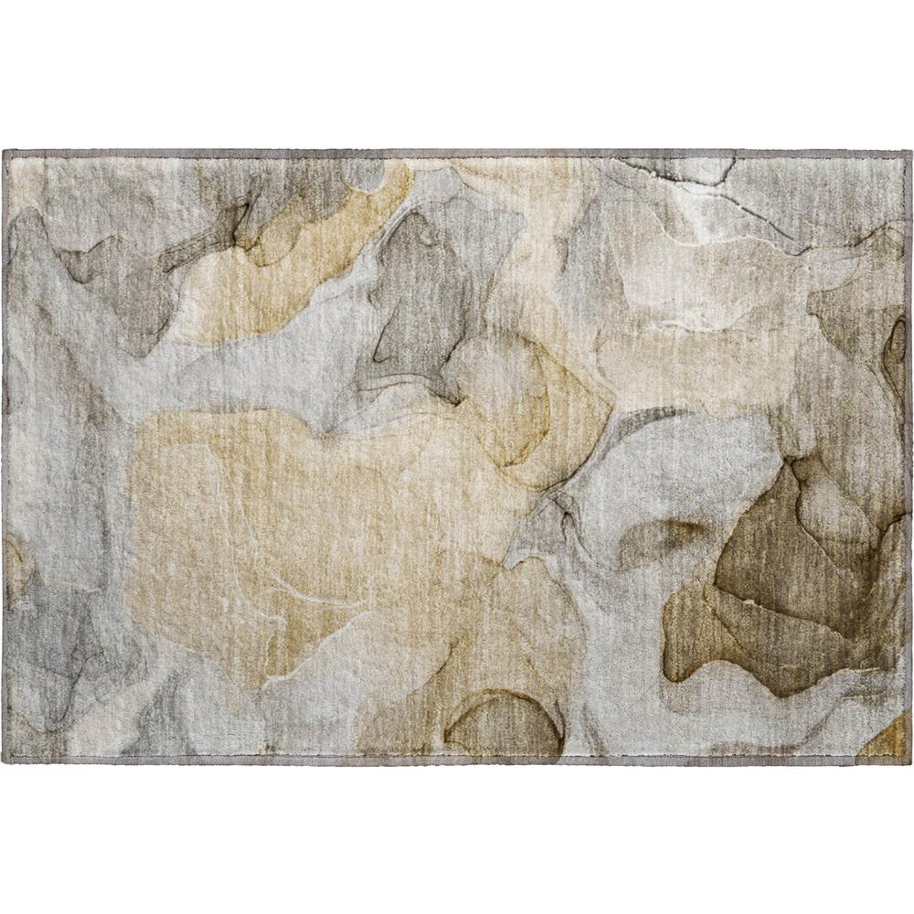 Luxury Washable Odyssey OY4 Taupe 1'8" x 2'6" Rug. Picture 1