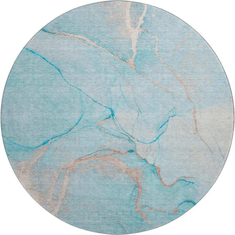 Luxury Washable Odyssey OY7 Teal 8' x 8' Rug. Picture 1