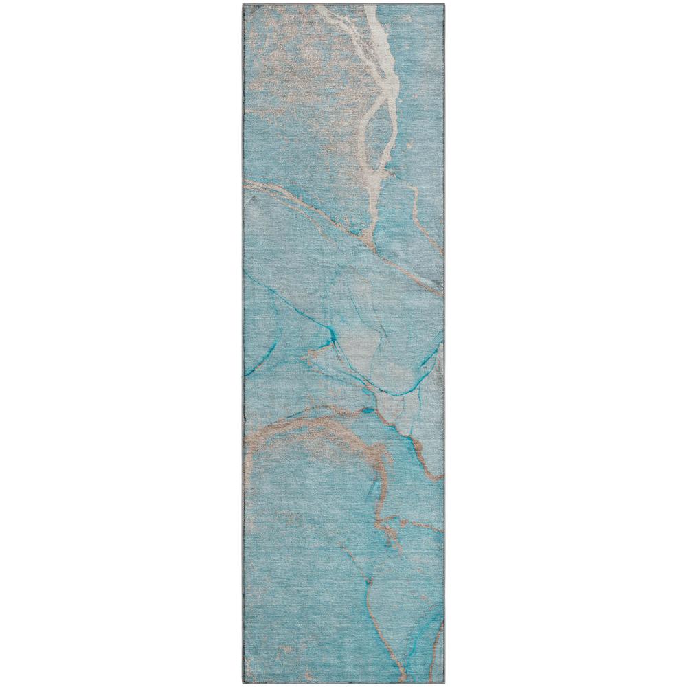 Luxury Washable Odyssey OY7 Teal 2'3" x 7'6" Rug. Picture 1