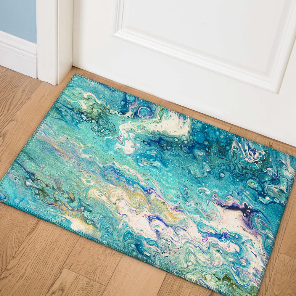 Karina Seaglass Modern Abstract 1'8" x 2'6" Accent Rug Seaglass AKC34. Picture 1