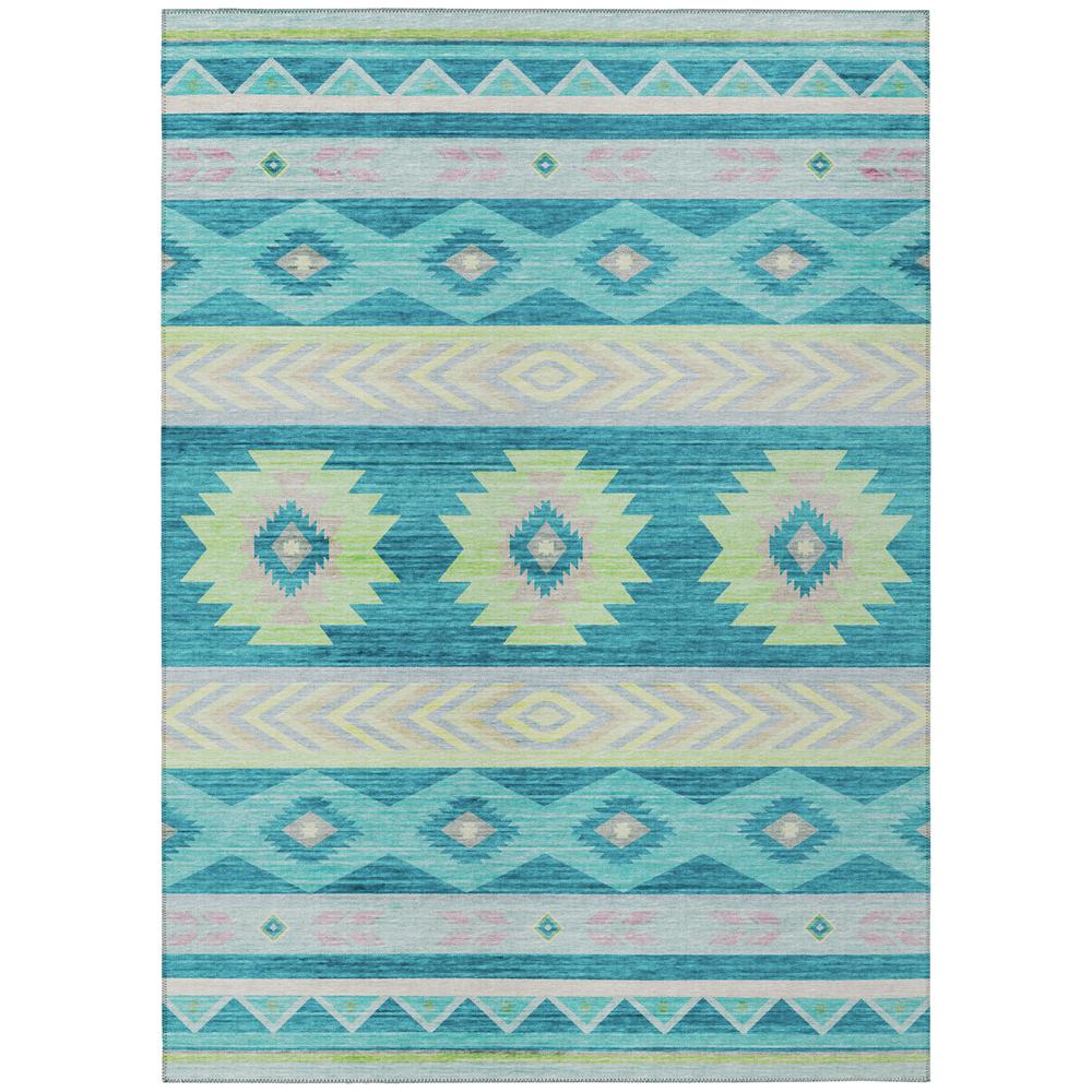 Indoor/Outdoor Phoenix PH3 Teal Washable 2'6" x 3'10" Rug. The main picture.