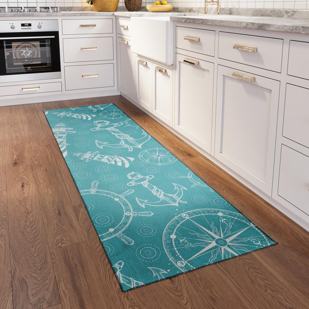 Indoor/Outdoor Harpswell AHP39 Seaglass Washable 2'3" x 7'6" Runner Rug. Picture 2