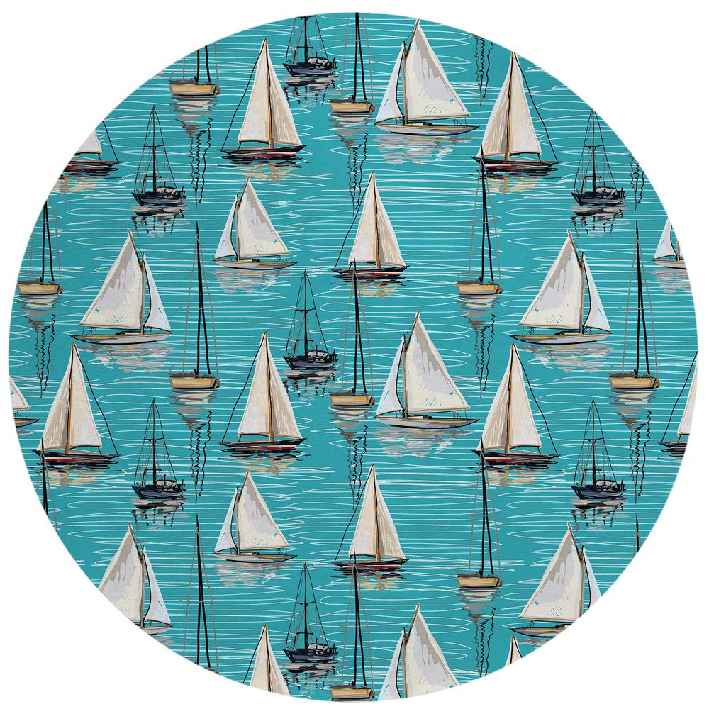 Indoor/Outdoor Harpswell AHP38 Seaglass Washable 8' x 8' Round Rug. Picture 1