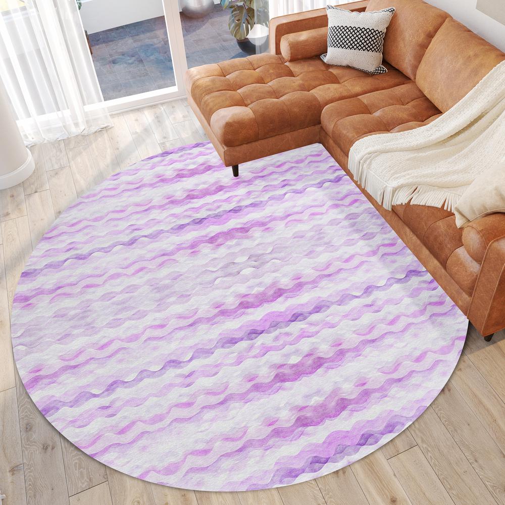Indoor/Outdoor Surfside ASR46 Purple Washable 8' x 8' Round Rug. Picture 2