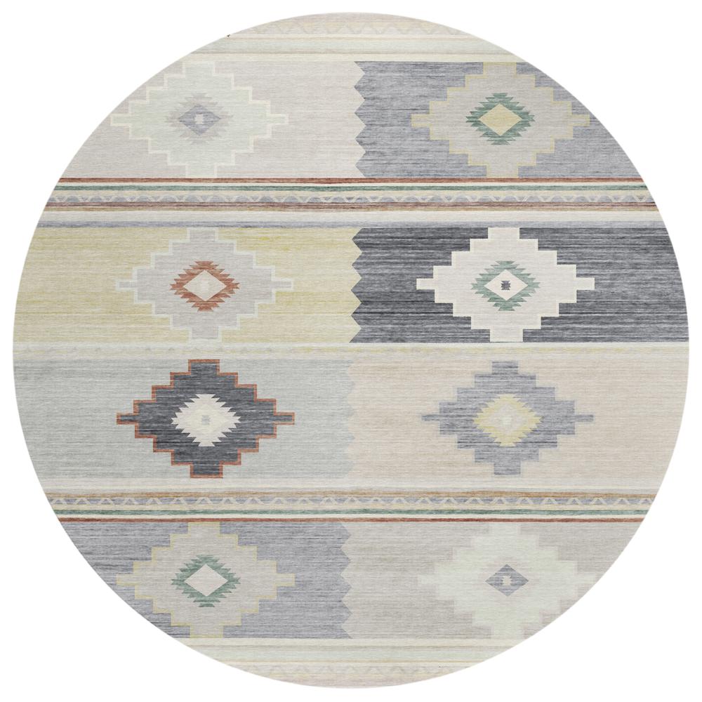 Indoor/Outdoor Sonora ASO31 Gray Washable 8' x 8' Round Rug. Picture 1