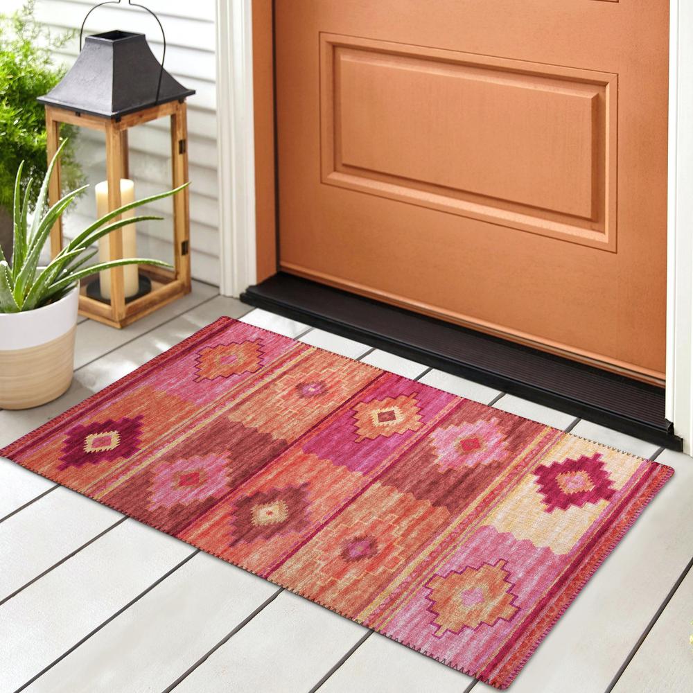 Indoor/Outdoor Sonora ASO31 Pink Washable 1'8" x 2'6" Rug. Picture 2