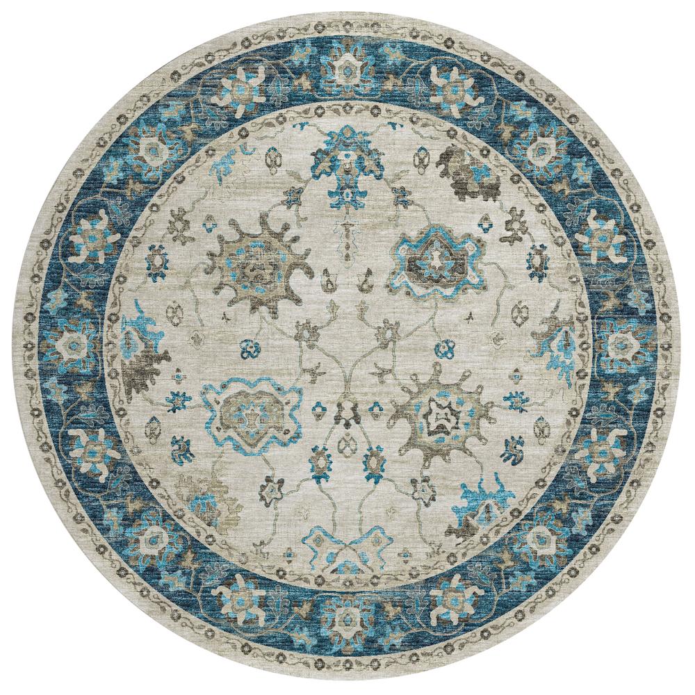 Indoor/Outdoor Marbella MB6 Flax Washable 8' x 8' Round Rug. Picture 1