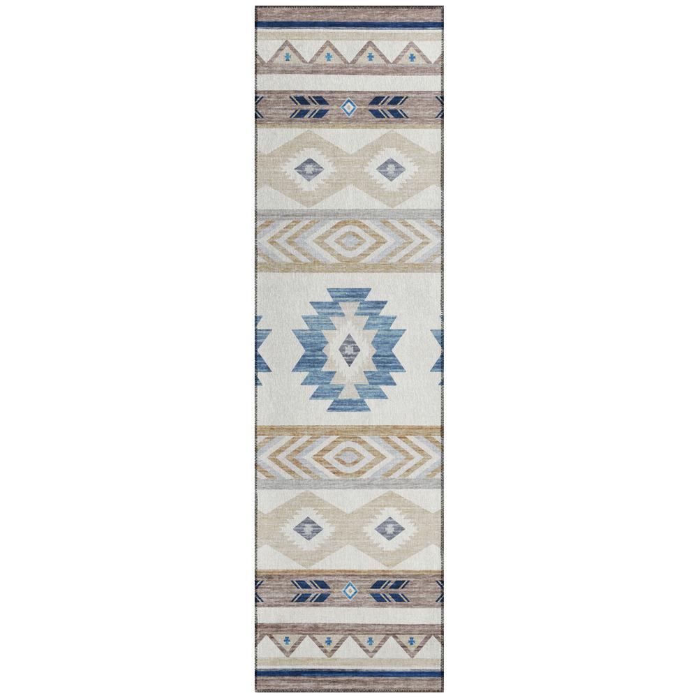 Indoor/Outdoor Sonora ASO33 Taupe Washable 2'3" x 7'6" Runner Rug. Picture 1