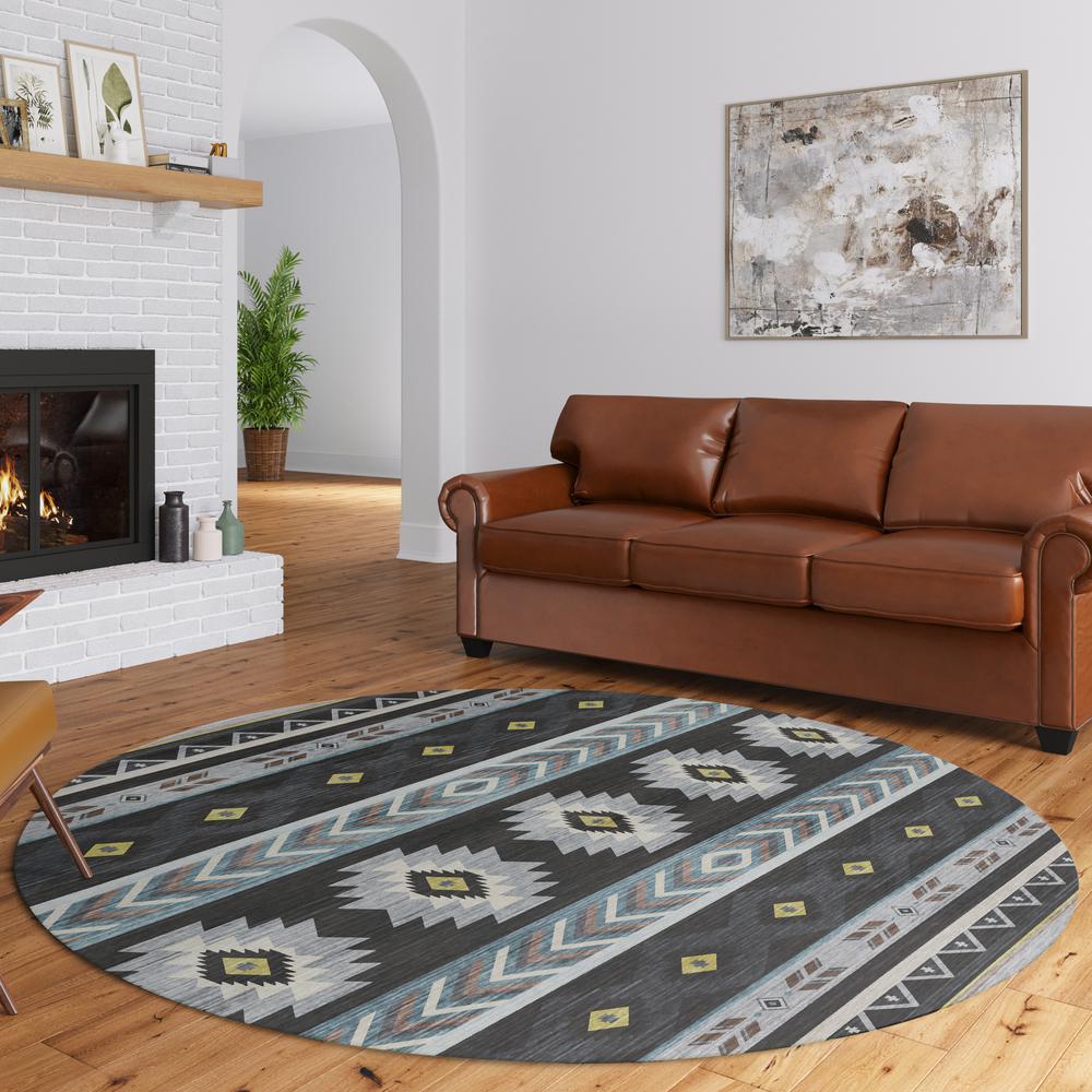 Indoor/Outdoor Sonora ASO33 Midnight Washable 8' x 8' Round Rug. Picture 8