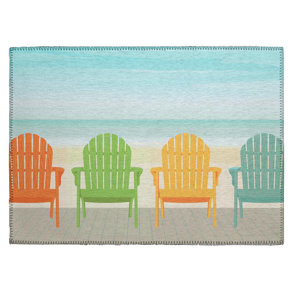 Indoor/Outdoor Harpswell AHP31 Blue Washable 1'8" x 2'6" Rug. Picture 1