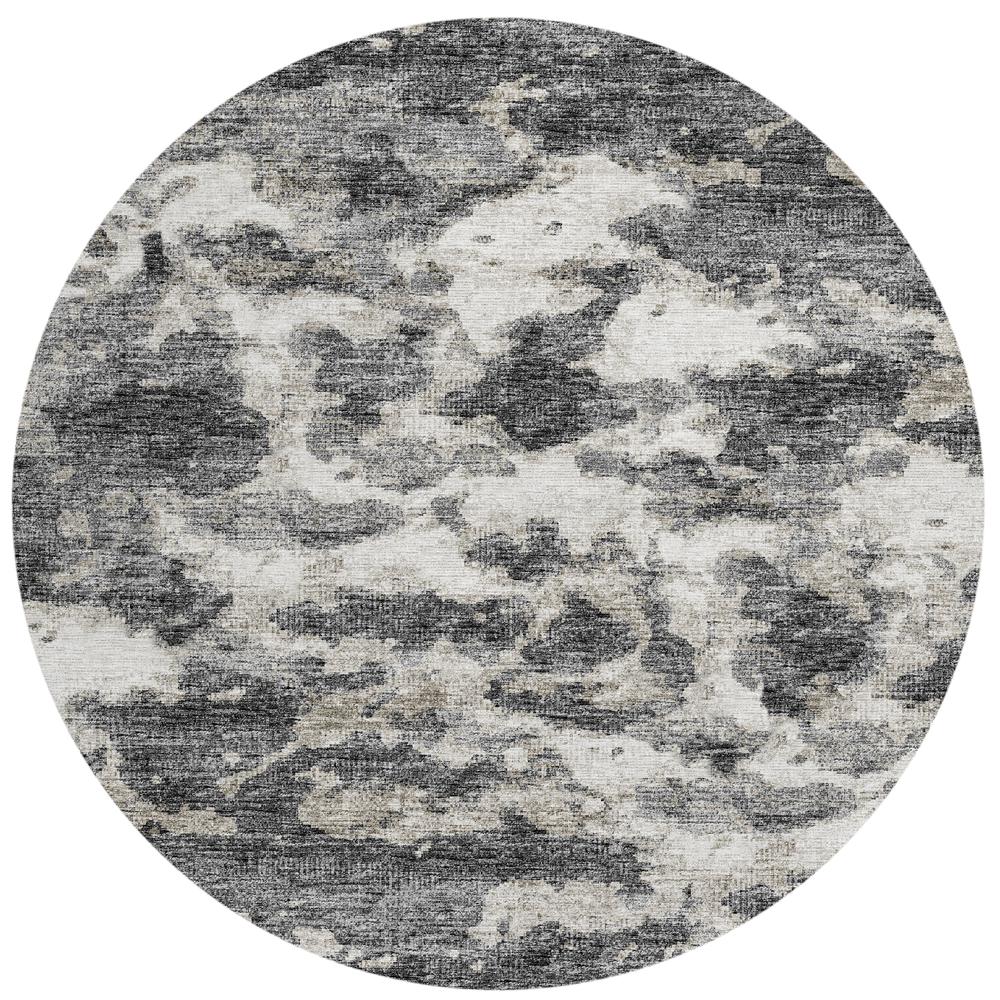 Indoor/Outdoor Accord AAC36 Black Washable 8' x 8' Round Rug. Picture 1