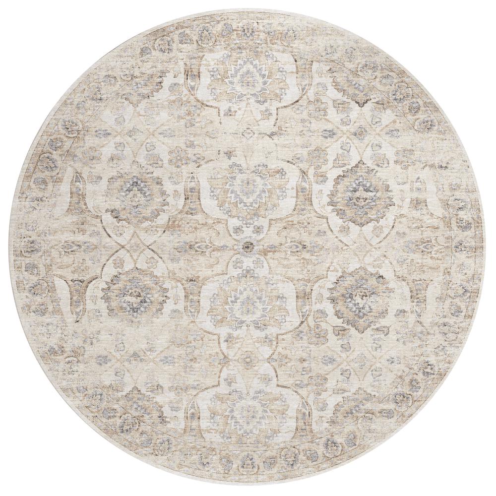Indoor/Outdoor Marbella MB5 Ivory Washable 8' x 8' Round Rug. Picture 1