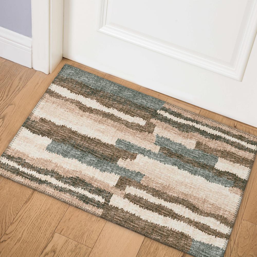 Bravado Earth Contemporary Striped 1'8" x 2'6" Accent Rug Earth ABV37. The main picture.