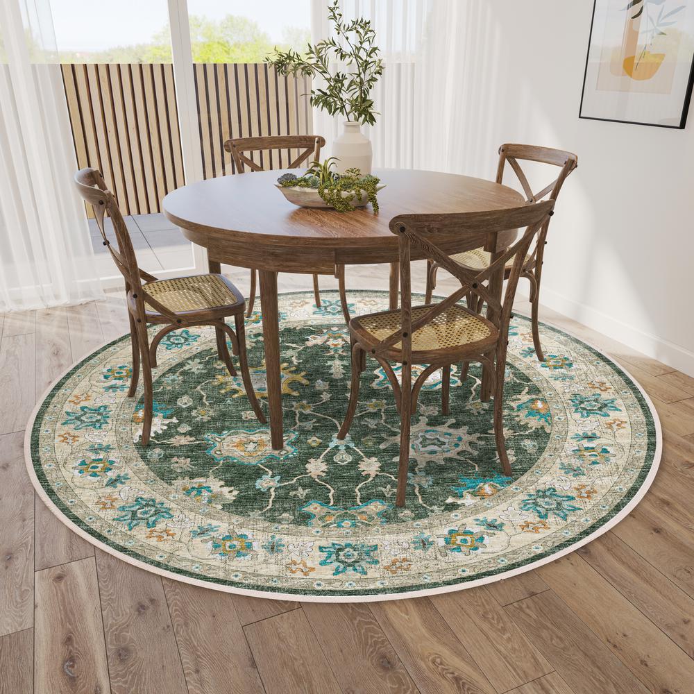 Indoor/Outdoor Marbella MB6 Olive Washable 8' x 8' Round Rug. Picture 2