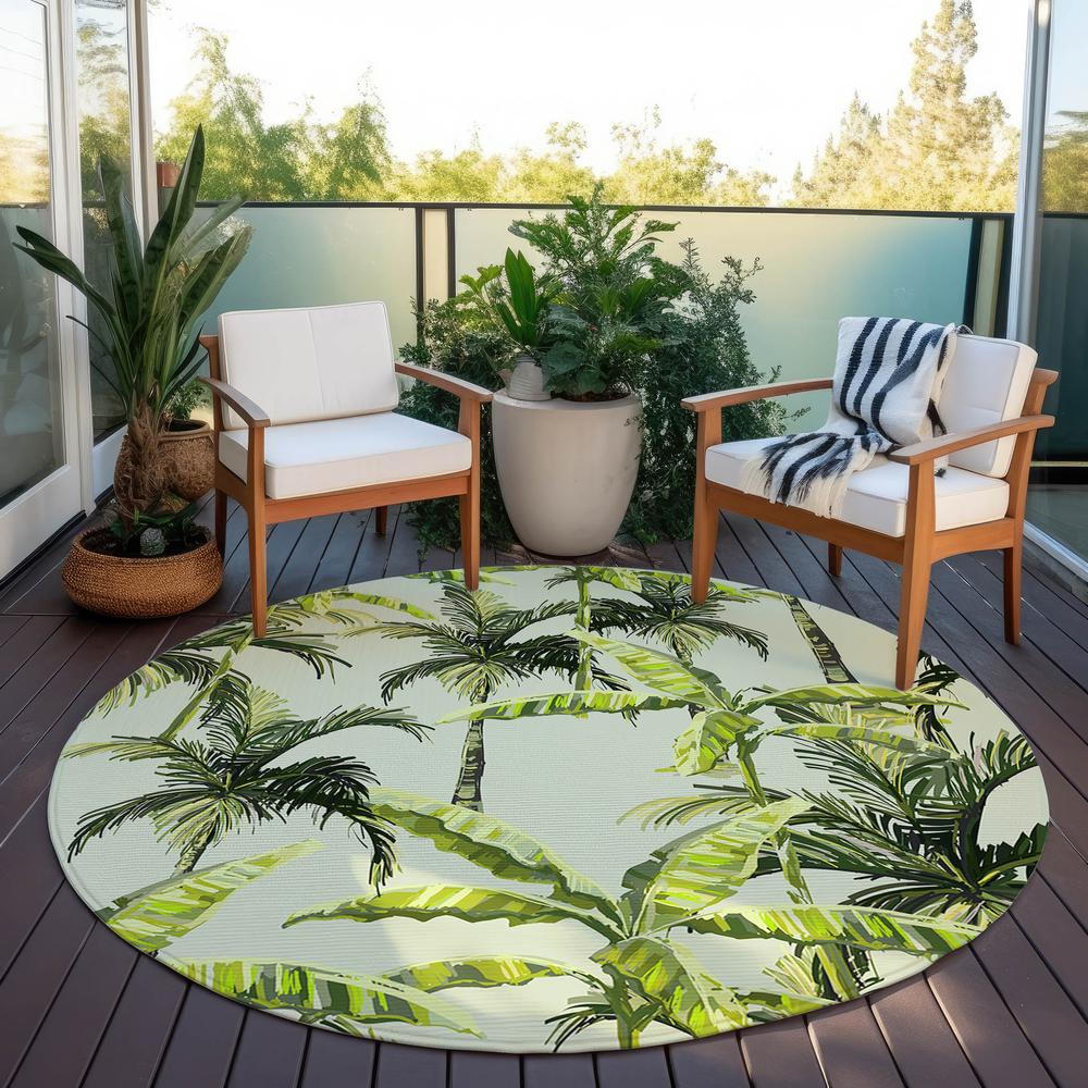Indoor/Outdoor Tropics TC10 Aloe Washable 8' x 8' Round Rug. Picture 7