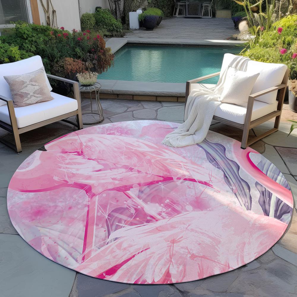 Indoor/Outdoor Tropics TC2 Silver Washable 8' x 8' Round Rug. Picture 6