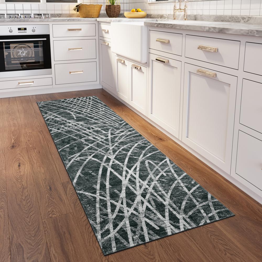 Rylee Charcoal Transitional Abstract 2'3" x 7'6" Runner Rug Charcoal ARY32. Picture 1