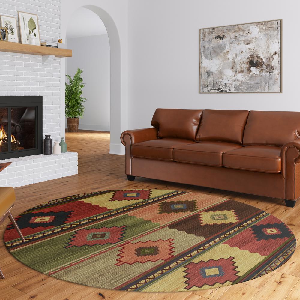Indoor/Outdoor Sonora ASO31 Paprika Washable 8' x 8' Round Rug. Picture 8