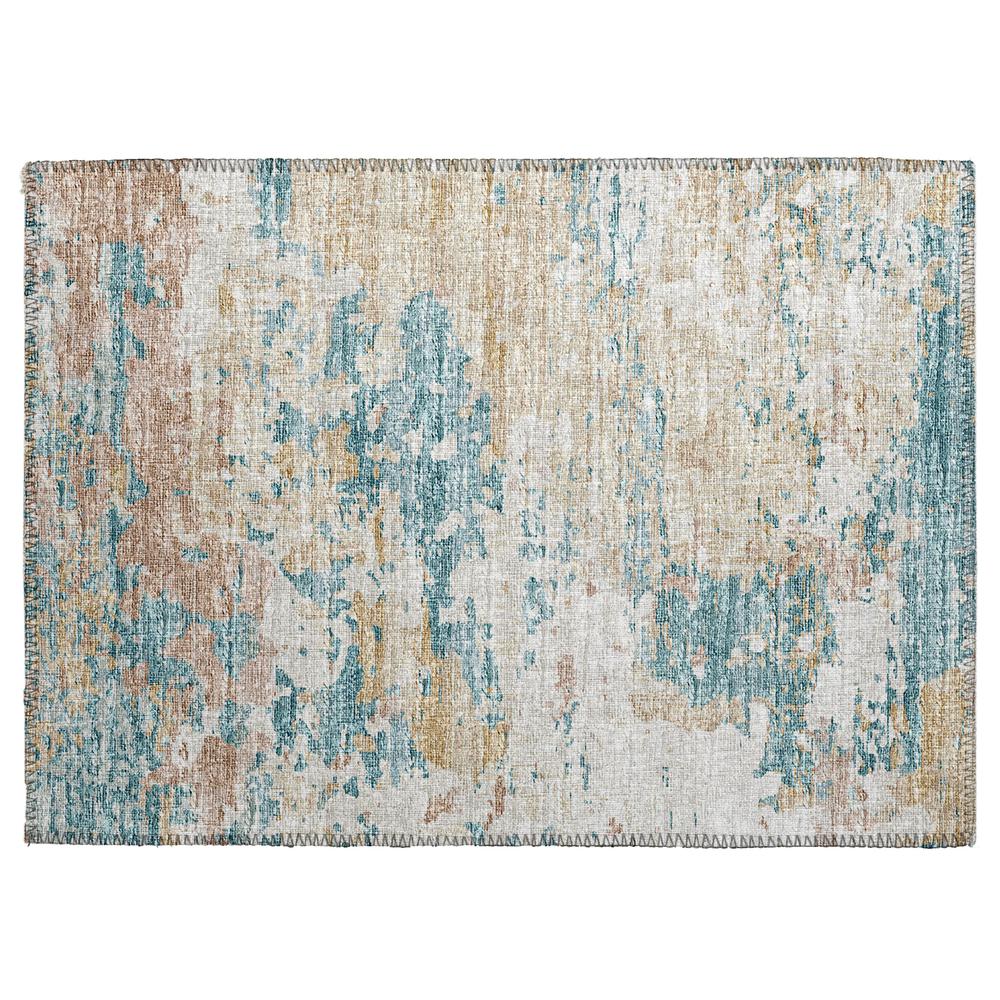 Indoor/Outdoor Accord AAC34 Teal Washable 1'8" x 2'6" Rug. Picture 1