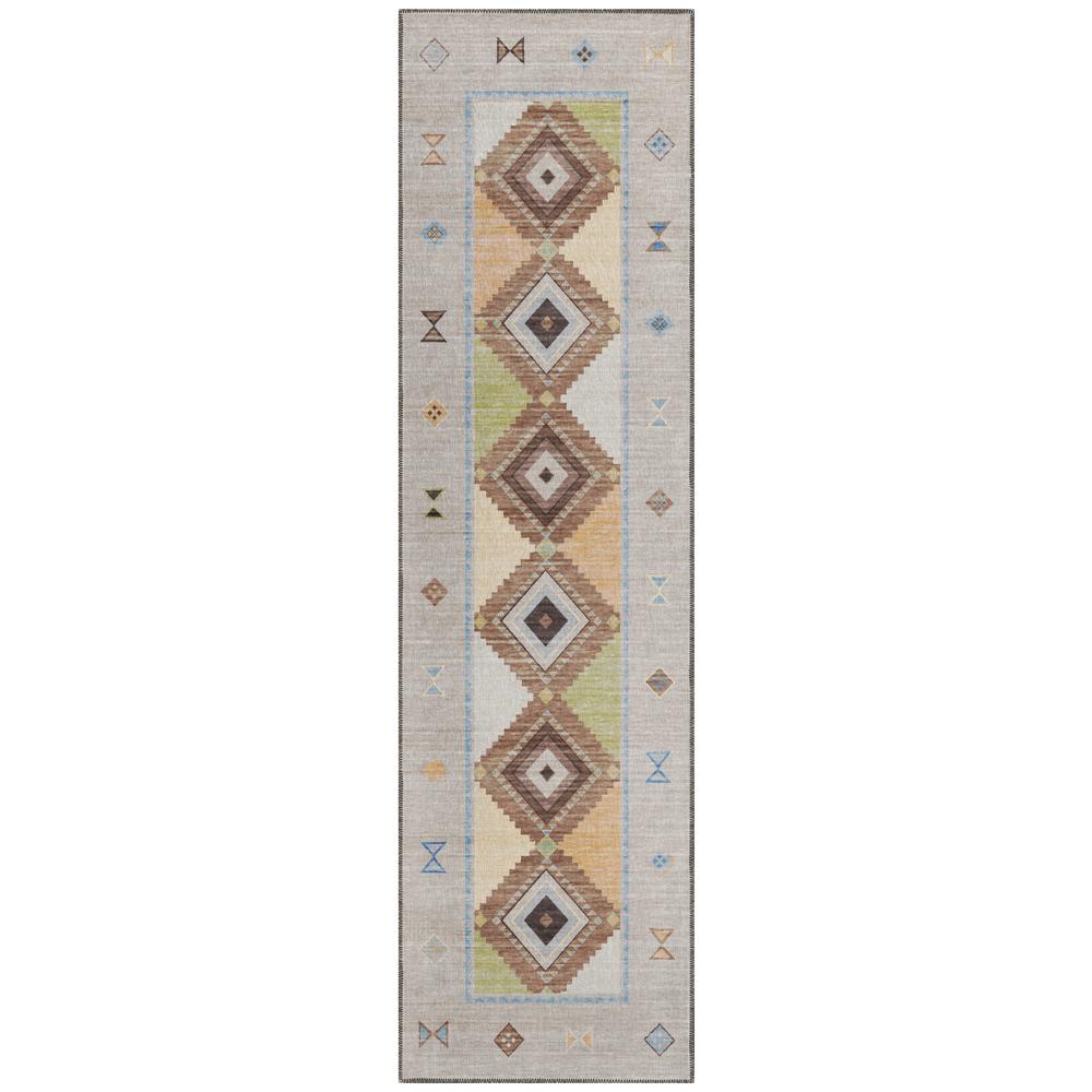 Indoor/Outdoor Phoenix PH2 Taupe Washable 2'3" x 7'6" Runner Rug. Picture 1