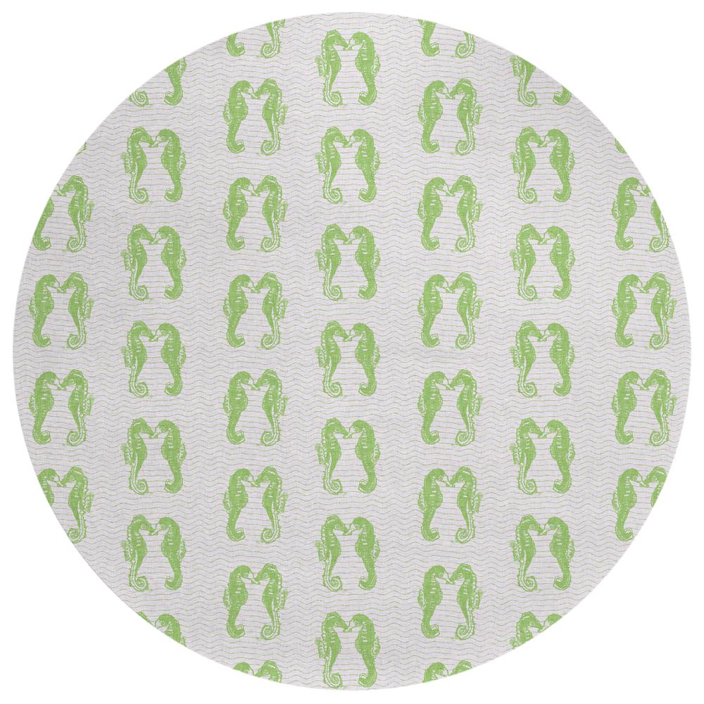 Indoor/Outdoor Seabreeze SZ15 Lime-In Washable 8' x 8' Round Rug. Picture 1