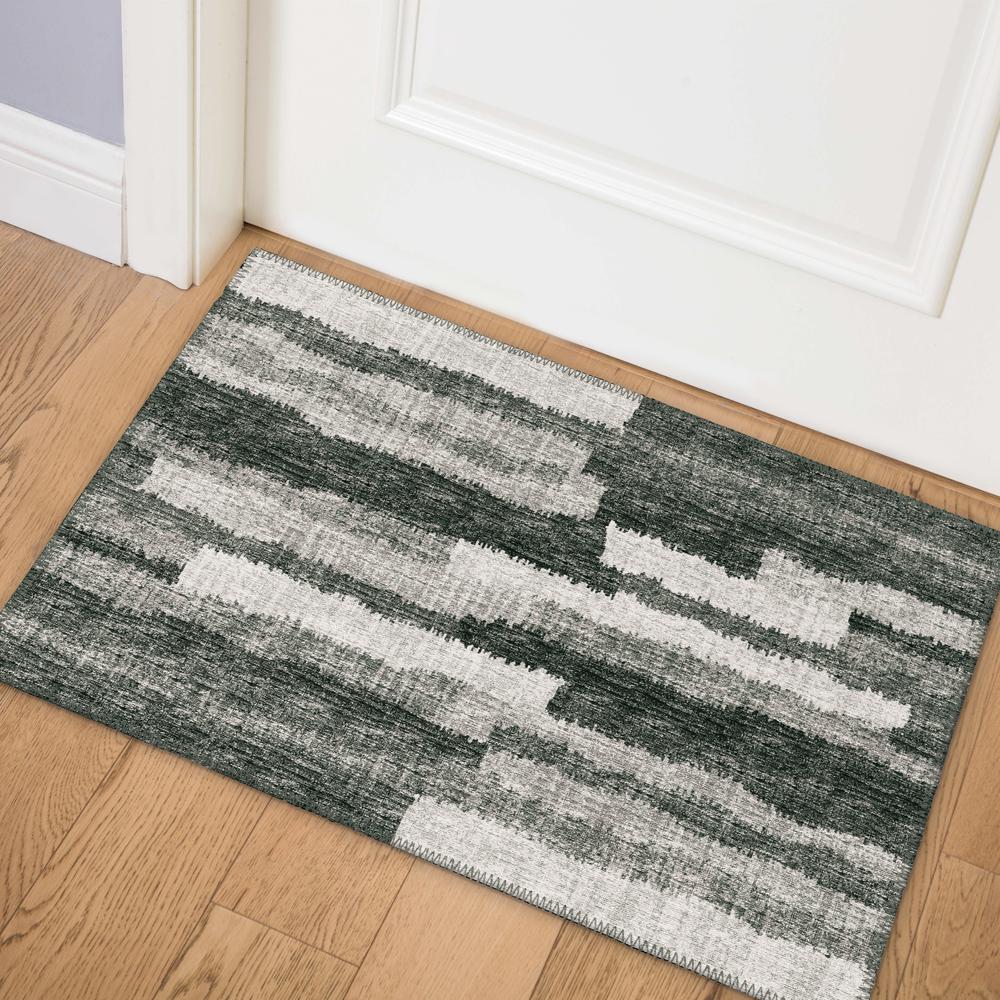 Bravado Shadow Contemporary Striped 1'8" x 2'6" Accent Rug Shadow ABV37. Picture 1