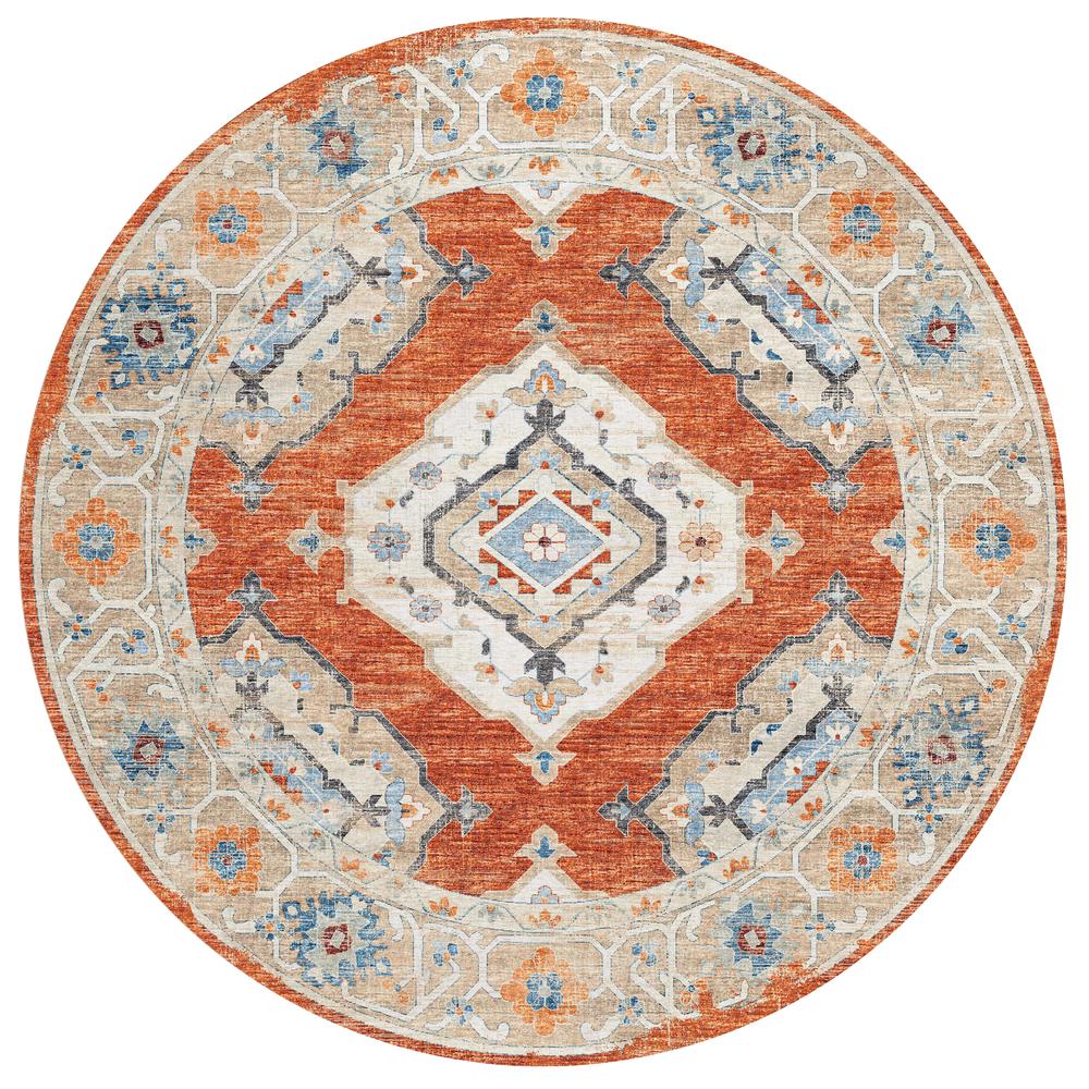 Indoor/Outdoor Marbella MB1 Spice Washable 8' x 8' Round Rug. Picture 1