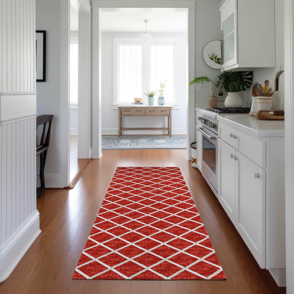 Indoor/Outdoor York YO1 Red Washable 2'3" x 10' Rug. Picture 7