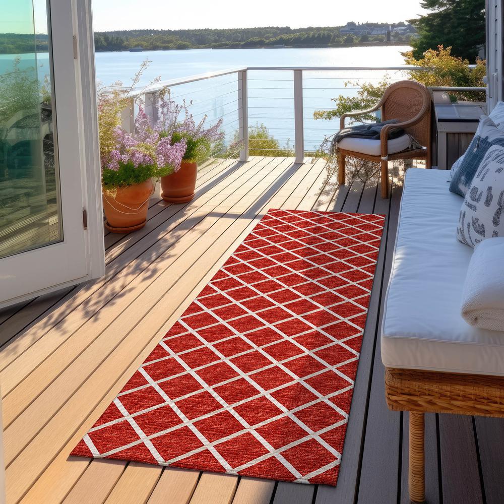 Indoor/Outdoor York YO1 Red Washable 2'3" x 10' Rug. Picture 8