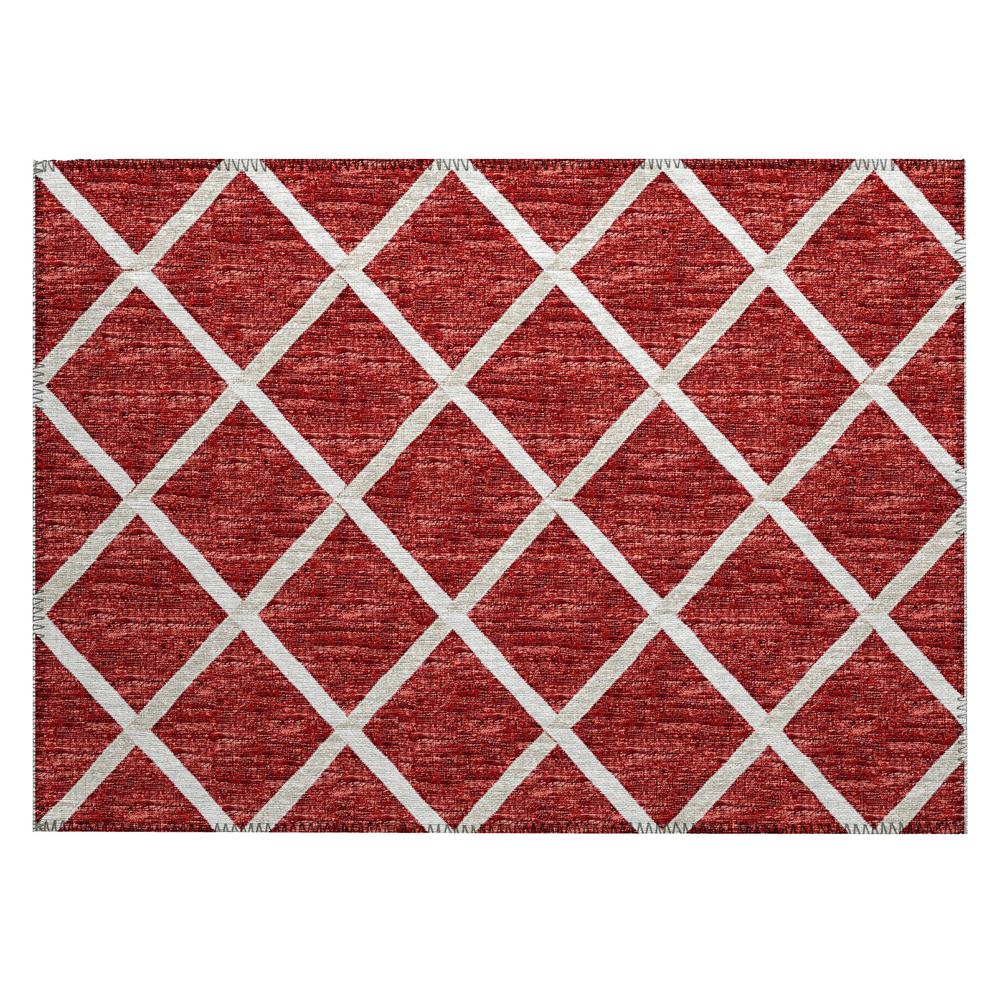 Indoor/Outdoor York YO1 Red Washable 1'8" x 2'6" Rug. Picture 1