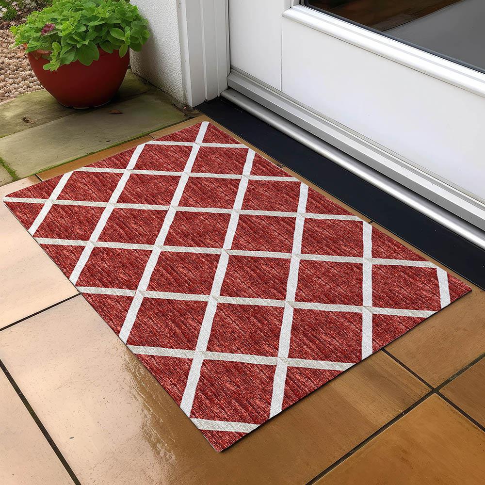 Indoor/Outdoor York YO1 Red Washable 1'8" x 2'6" Rug. Picture 8