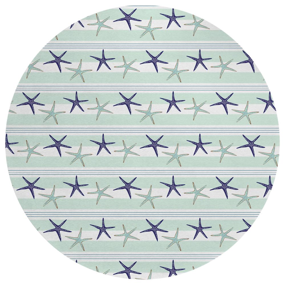 Indoor/Outdoor Surfside ASR42 Seaglass Washable 8' x 8' Round Rug. The main picture.