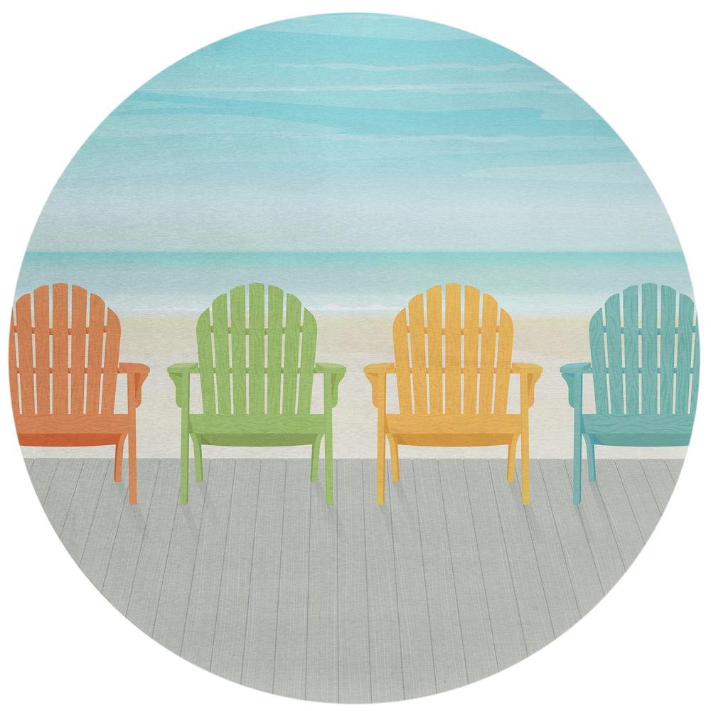 Indoor/Outdoor Harbor HA1 Poolside Washable 8' x 8' Round Rug. The main picture.