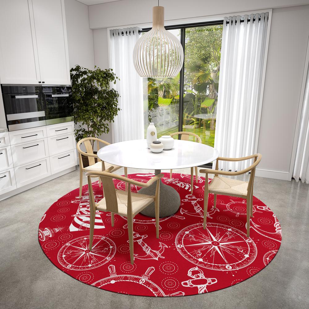 Indoor/Outdoor Harpswell AHP39 Ruby Washable 8' x 8' Round Rug. Picture 2