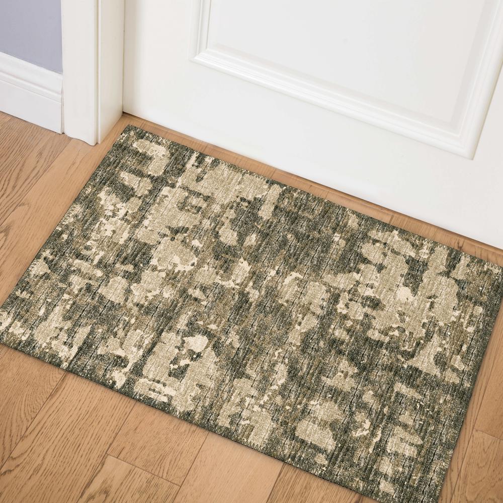 Bravado Earth Contemporary Abstract 1'8" x 2'6" Accent Rug Earth ABV35. Picture 1