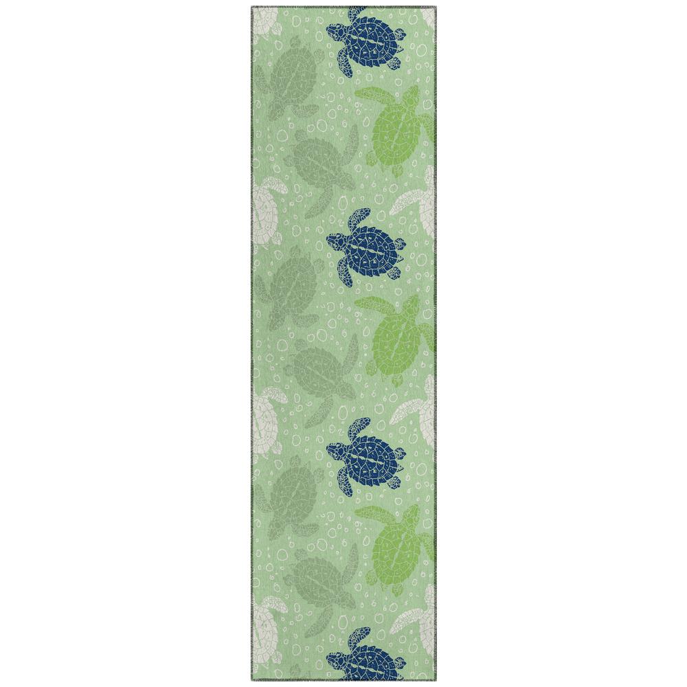 Indoor/Outdoor Surfside ASR43 Green Washable 2'3" x 7'6" Runner Rug. The main picture.