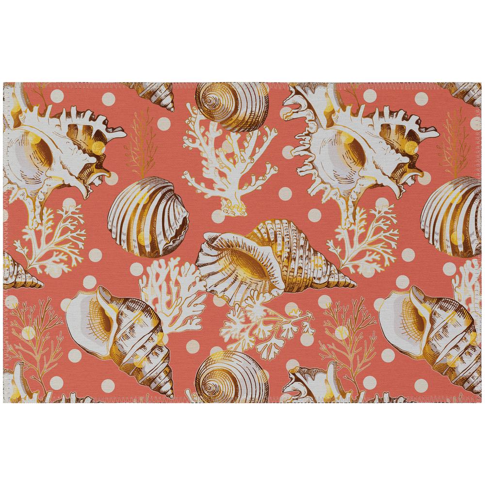 Indoor/Outdoor Surfside ASR36 Peach Washable 1'8" x 2'6" Rug. The main picture.