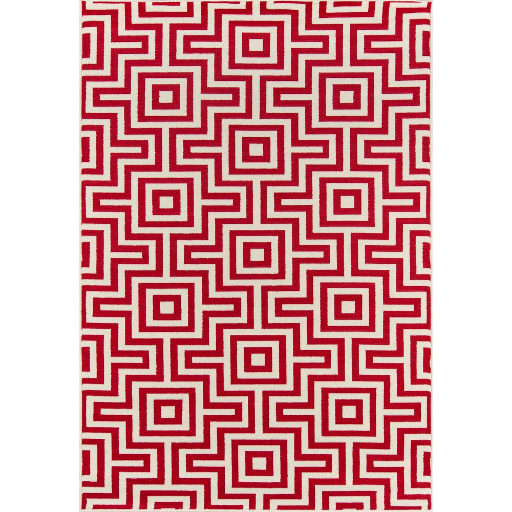 Contemporary Rectangle Area Rug, Red, 2'3" X 4'6". Picture 1