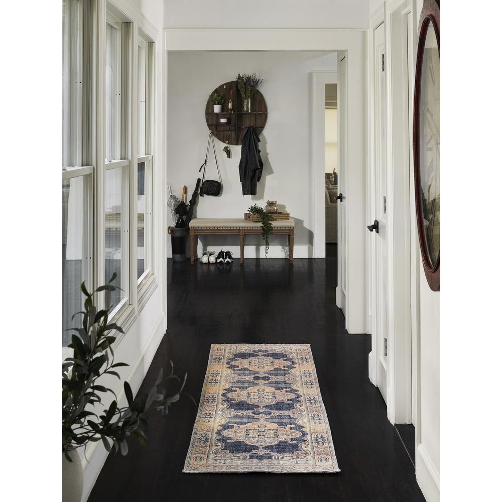 Traditional Runner Area Rug, Navy, 2'3" X 7'6" Runner. Picture 9