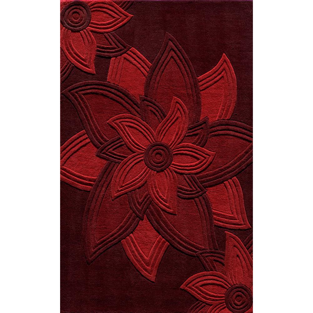 Transitional Rectangle Area Rug, Red, 3'6" X 5'6". Picture 1