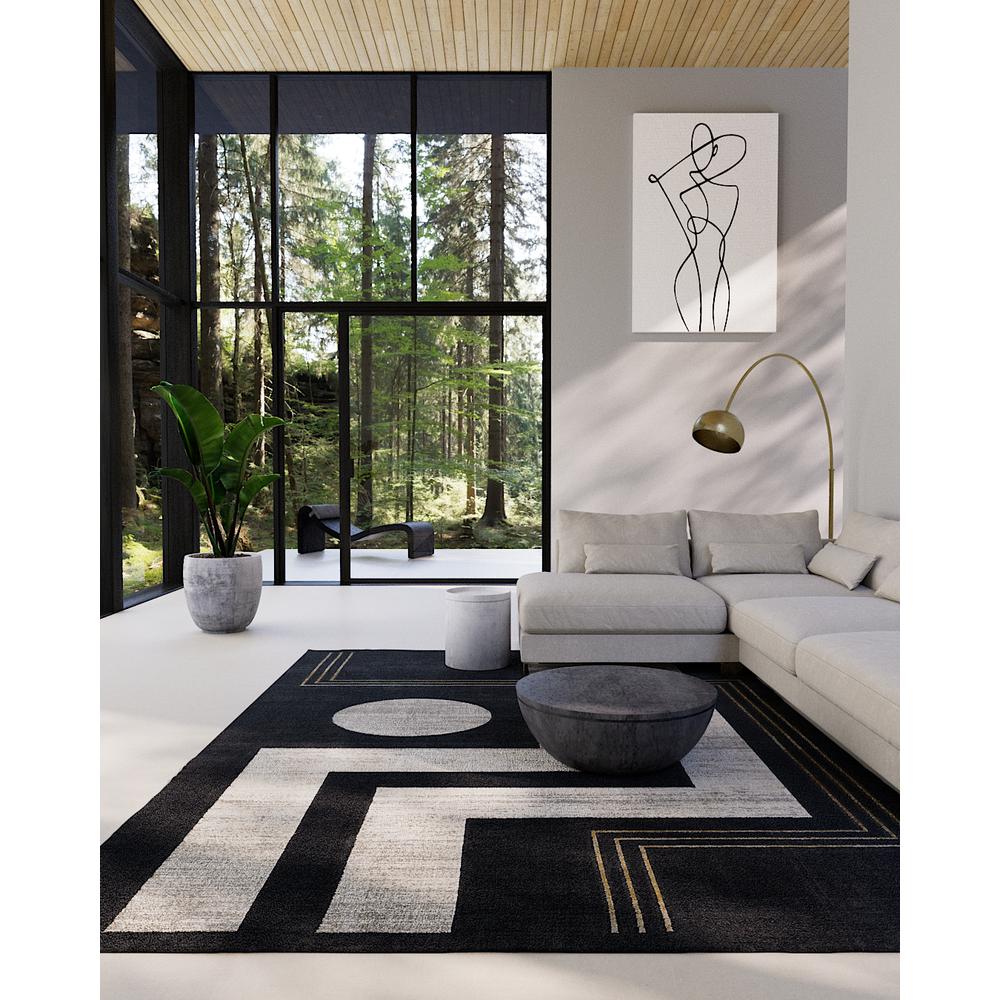 Contemporary Runner Area Rug, Charcoal, 2'2" X 7'7" Runner. Picture 10