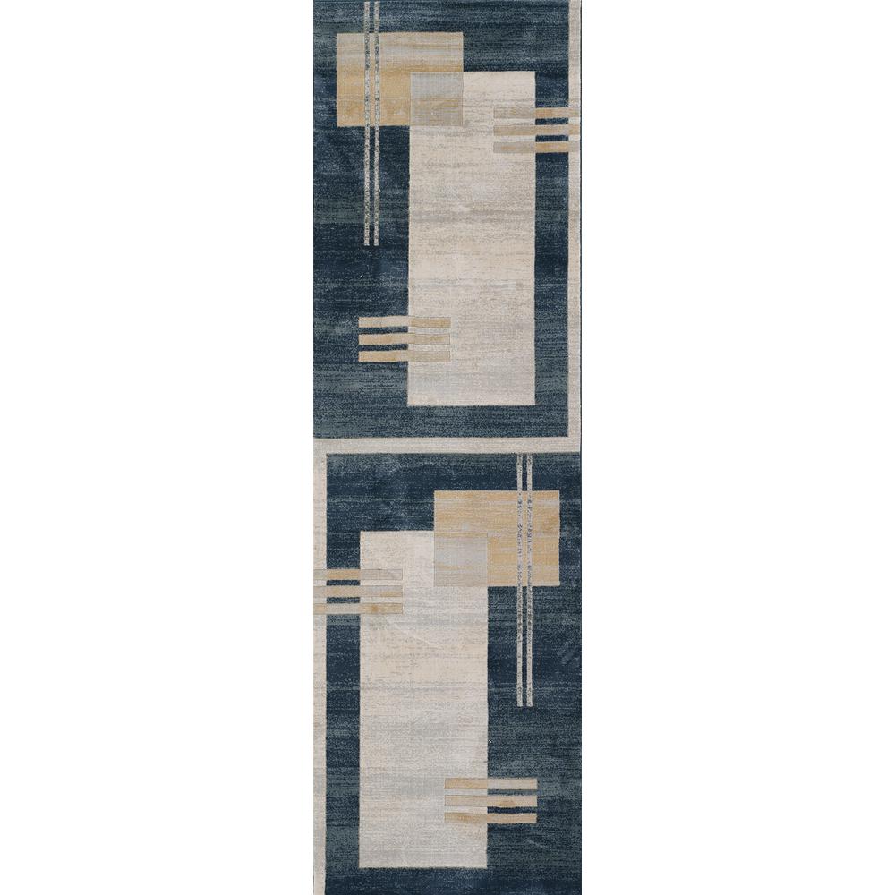 Contemporary Runner Area Rug, Blue, 2'2" X 7'7" Runner. Picture 5