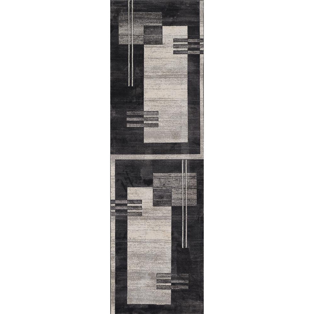 Contemporary Runner Area Rug, Charcoal, 2'2" X 7'7" Runner. Picture 5
