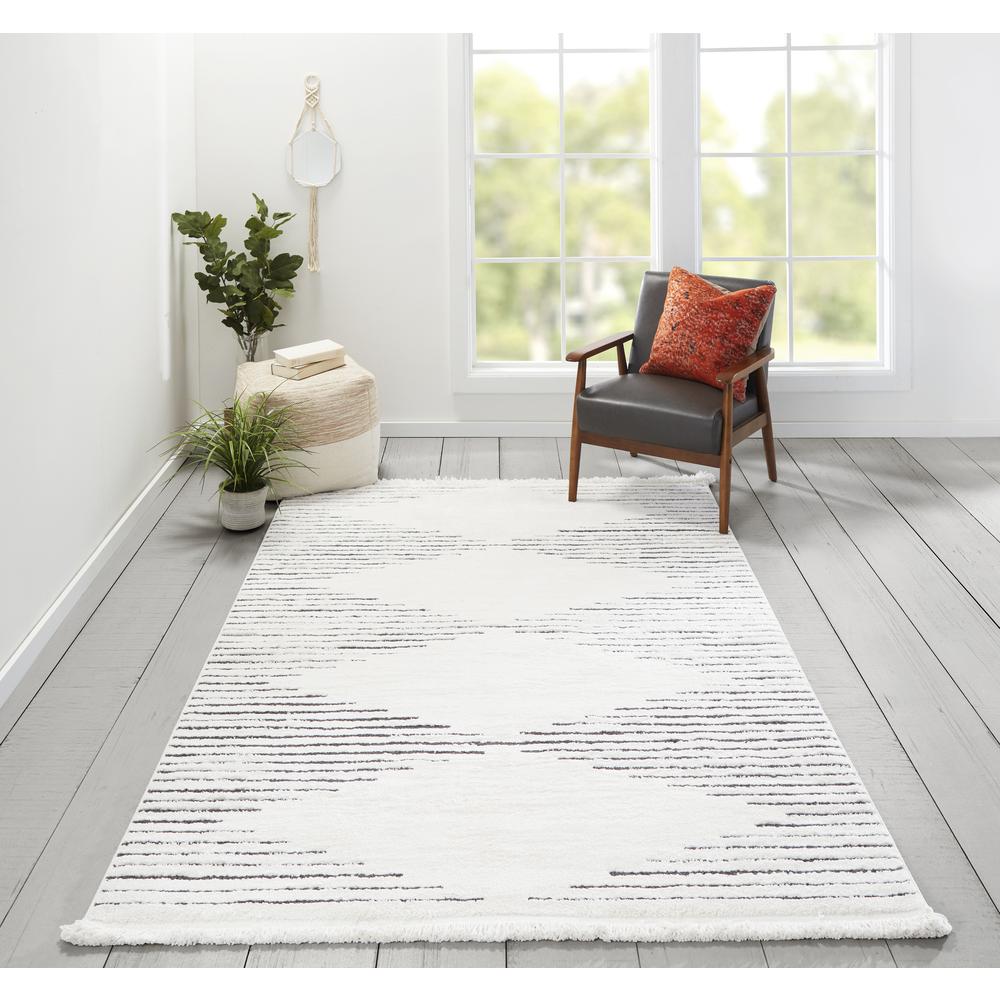 Modern Rectangle Area Rug, Ivory, 2' X 3'. Picture 6