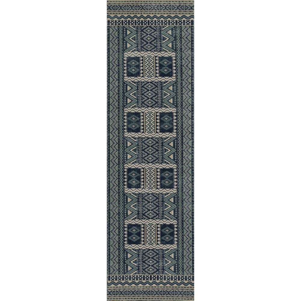 Contemporary Runner Area Rug, Blue, 2'2" X 7'7" Runner. Picture 5