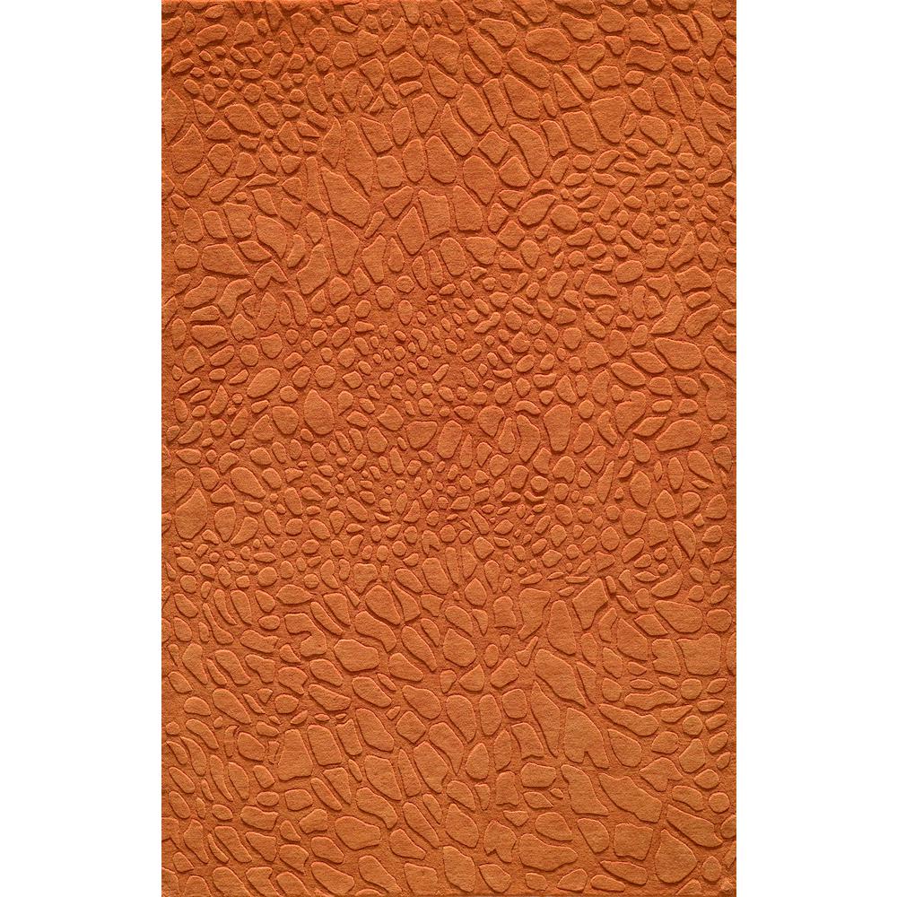 Contemporary Rectangle Area Rug, Tangerine, 5' X 8'. Picture 1