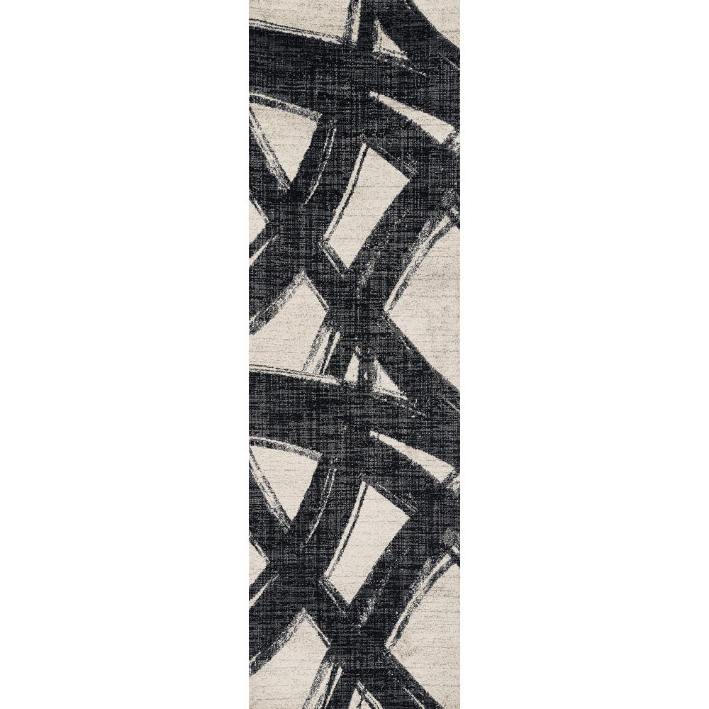 Contemporary Runner Area Rug, Ivory, 2'3" X 7'6" Runner. Picture 4