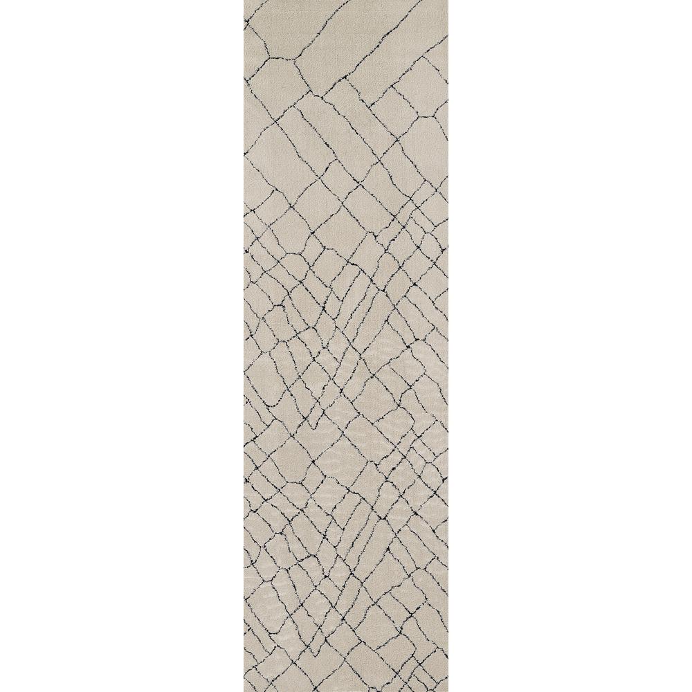 Contemporary Runner Area Rug, Ivory, 2'3" X 7'6" Runner. Picture 5