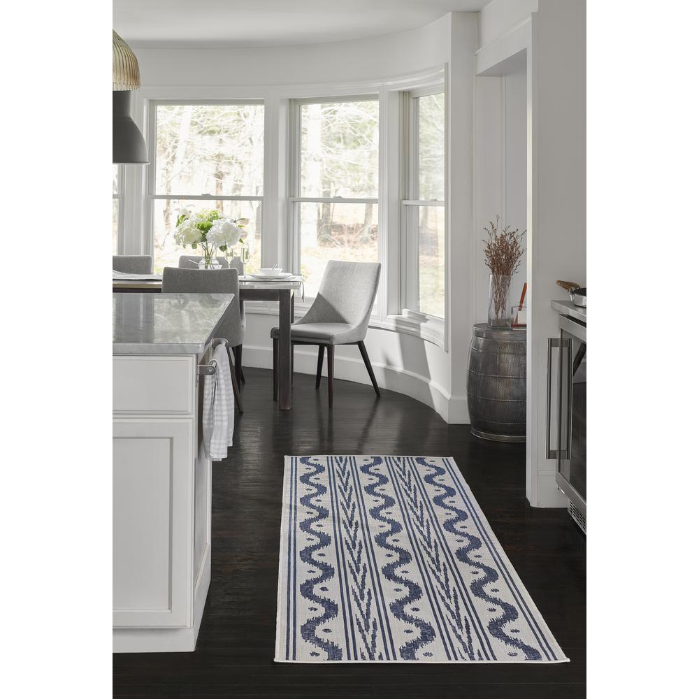 Transitional Runner Area Rug, Blue, 2'7" X 7'6" Runner. Picture 13